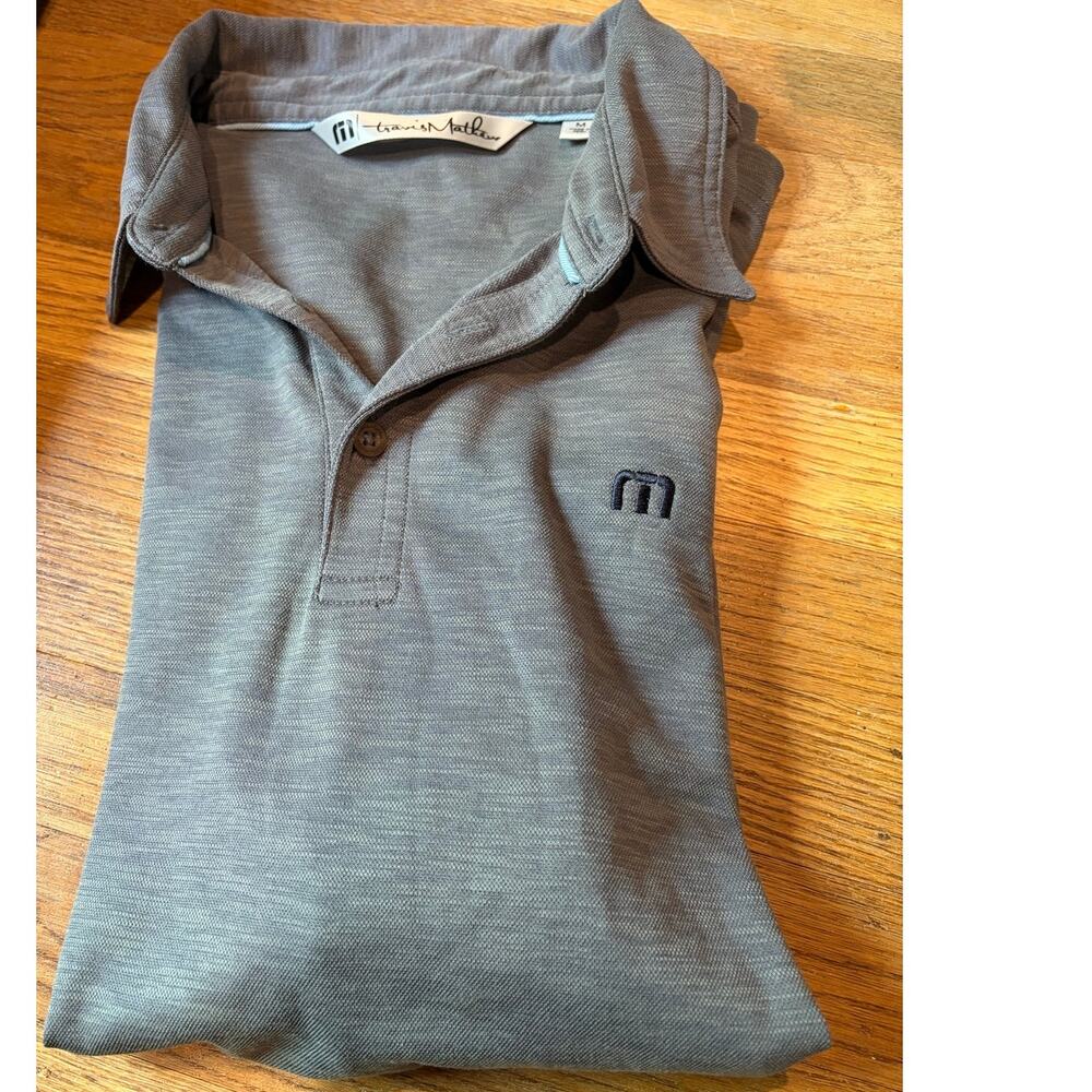 TravisMathew Mens Polo Shirt Medium Gray Performance Golf Stretch Casual